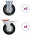 vidaXL Rollen 125mm 8 Bock-/8 Lenkrollen mit Bremsen, Gummi, 100kg (278048)