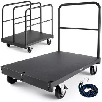 VEVOR Plattenwagen 2-in-1 816kg 914x610mm 360&deg; Lenkrollen, Schwarz (TT02)