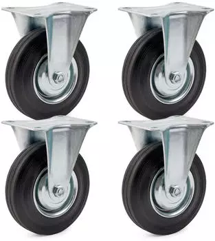 Wiltec Bockrollen Set 4x Transportrolle Vollgummirad &Oslash;200mm 150kg (64944)