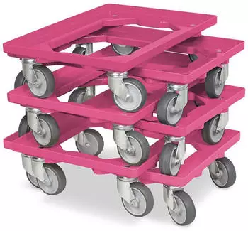 BRB Logistikroller f&uuml;r Beh&auml;lter 600x400mm, 250kg, 6er-Set, Pink (32281)