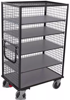 VARIOfit Etagenwagen außen vergittert 5 Etagen 1245x785mm Anthrazitgrau RAL 7016 (sw-800.410/AG)