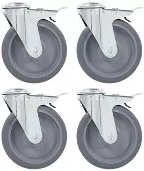 vidaXL Lenkrollen mit Bolzenloch und Doppelbremsen 125mm, 4 Stk. (143429)