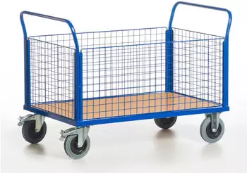 Rollcart Paketwagen Gitter-Vierwandwagen 120x77cm 600kg blau (02-6118)