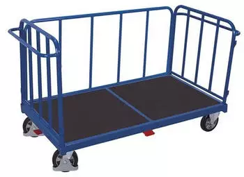 VARIOfit Dreiwandwagen mit senkrechten Streben 1200kg 1605x845mm Enzianblau RAL 5016 (sw-1607)