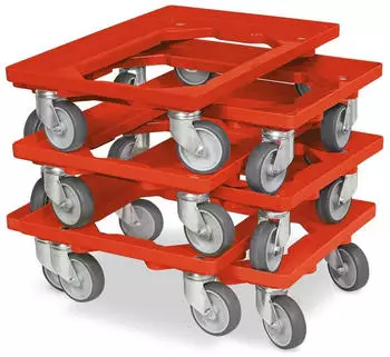 BRB Logistikroller f&uuml;r Kisten 600x400mm, 250kg, rot, 6er-Set (21600)