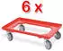 BRB Logistikroller für Kisten 600x400mm, 250kg, rot, 6er-Set (21600)