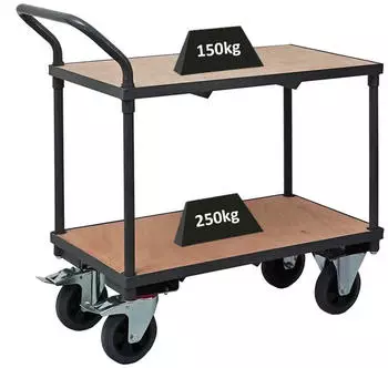 Proregal Tischwagen Pro 2 Etagen 400kg Traglast, 95x97x50cm, Grau (PR_RTS1-02)