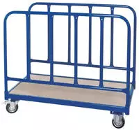 BRB Rungenwagen mit 2 Stahlrohr-Seitenteilen, 2 Bockrollen und 2 Lenkrollen mit