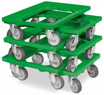 BRB Transportroller f&uuml;r Kisten 600x400mm, 250kg, gr&uuml;n, 6er-Set (21603)