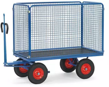 Fetra Handpritschenwagen mit Zug&ouml;se 1600x900mm Vollgummi 1000kg (6445VZ)