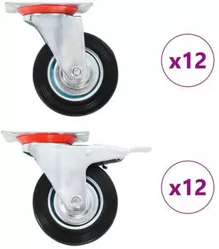 vidaXL Lenkrollen 100mm Schwarz, 24er-Set