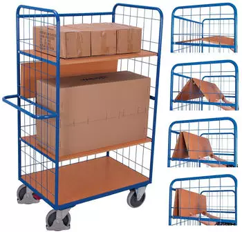 VARIOfit Etagenwagen vergittert 4 klappbare Ladefl&auml;chen 500kg (sw-700.250)