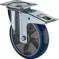 Lenkrolle D.125mm Trgf.300kg m.Festst.PU 138x109mm blau BS ROLLEN