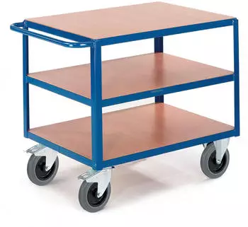 Rollcart Tischwagen 3 Ladeflächen Buchendekor 850x500mm 600kg (RAL5010)
