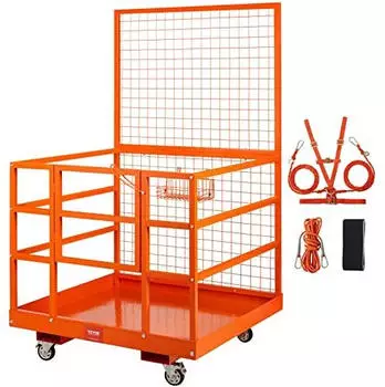 VEVOR Gabelstapler Sicherheitskorb Arbeitsb&uuml;hne 635kg 114,3x109,2x203,2cm Stahl (AQL45-43)
