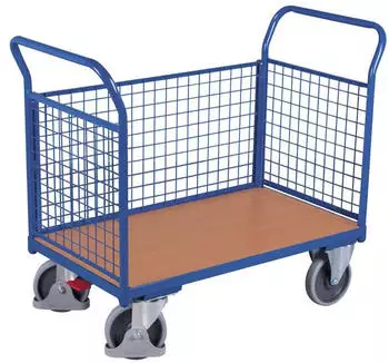 VARIOfit Dreiwandwagen mit Drahtgitter 1000x575mm 500kg Enzianblau RAL 5016 (SW-600.301)