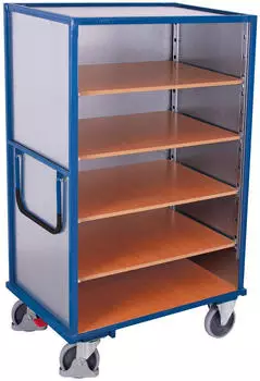 VARIOfit VARIOfit Etagenwagen Stahlblech 5 Ladefl&auml;chen 1045x685mm Enzianblau RAL 5016 (sw-700.412)