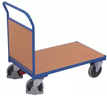 VARIOfit Stirnwandwagen mit Holzwand 880x500mm 400kg Enzianblau RAL 5016 (SW-500.102)