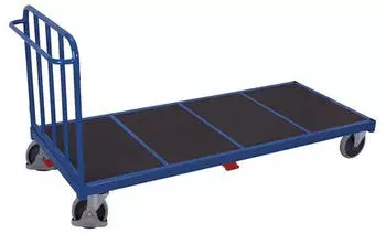 VARIOfit Stirnwandwagen mit senkrechten Streben, Gummibereifung, 500kg, Enzianblau RAL 5016 (sw-2012)
