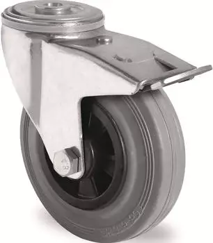 Tecwerk Lenkrolle mit Totalfeststeller &Oslash;125mm 100kg Vollgummi grau (2000276117)