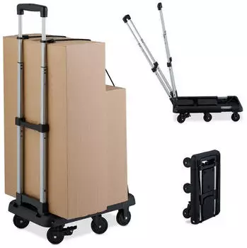 Relaxdays Transportwagen klappbar, Teleskopgriff, 4 Lenkrollen, bis 100kg (10049983_46)