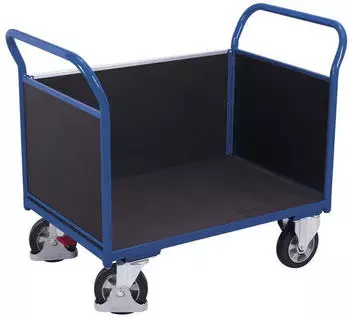 VARIOfit Dreiwandwagen mit Siebdruckplatte 1000kg 995x665mm Enzianblau RAL 5016 (sw-700.322)