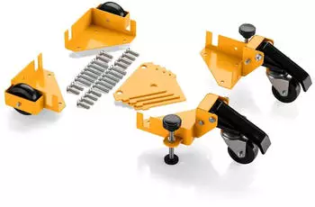 Wiltec M&ouml;belrollen Set 4x schwenkbar 850x850mm 2 mit Bremse 180kg Schwarz-Orange (65037)