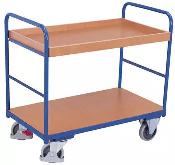 VARIOfit Etagenwagen 2 Ladefl&auml;chen 250kg 815x455mm Enzianblau RAL 5016 (sw-500.207)