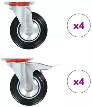 vidaXL Lenkrollen 160mm, 8er-Set (Schwarz)