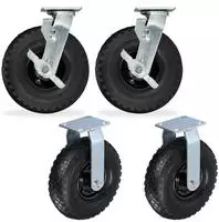 Relaxdays 2x Bockrolle + 2x Lenkrolle Set, Luftbereiftes Schwerlastrad, 3.00-4,