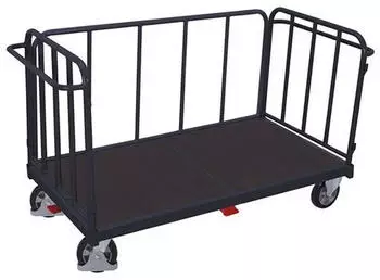 VARIOfit Dreiwandwagen mit senkrechten Streben 1200kg Elastikbereifung RAL 7016 (sw-1607/AG)