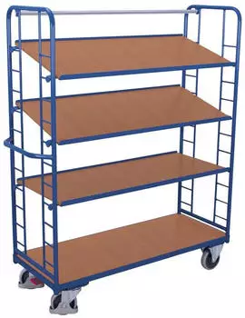 VARIOfit Etagenwagen 4 Etagen Stahl/MDF Enzianblau 1650x650mm 400kg