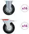 vidaXL Schwerlastrolle 125mm 100kg 32er-Set, 16 Lenkrollen mit Bremse, 16 Bockrollen (278050)