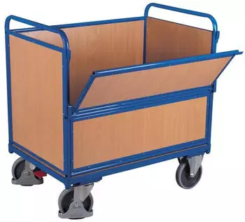 VARIOfit VARIOfit Holzkastenwagen 500kg 1000x650mm, halb abklappbare L&auml;ngswand (sw-700.406)