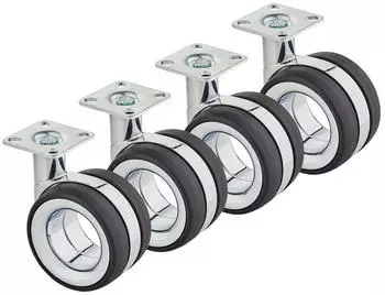 Sotech D&uuml;sseldorf M&ouml;belrollen &Oslash;75mm, H&ouml;he 98,5mm, Chrom/Schwarz, 4er-Set (D&uuml;sseldorf)