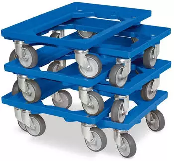 BRB Transportroller f&uuml;r Kisten 600x400mm, 250kg, blau, 6er-Set (00021601)