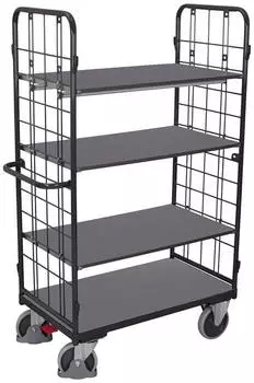 VARIOfit VARIOfit Etagenwagen 4 Etagen, Stirnwände vergittert, Anthrazitgrau RAL 7016 (sw-600.236/AG)