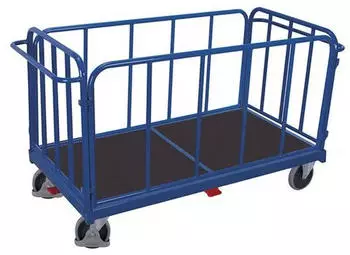 VARIOfit Vierwandwagen mit senkrechten Streben 1305x810mm 500kg Gummibereifung Enzianblau RAL 5016 (sw-1314)