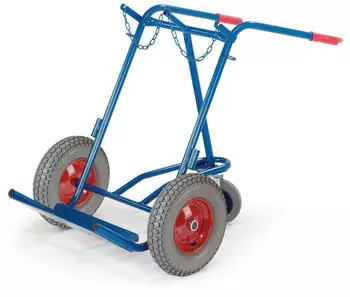 Rollcart Stahlflaschenkarre mit St&uuml;tzrad 200kg Traglast f&uuml;r 2 Flaschen a 40-50 Liter Vollgummi (17-9776)