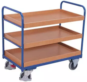 VARIOfit Etagenwagen 3 Etagen Stahl/MDF 1165x755mm Enzianblau (sw-800.244)