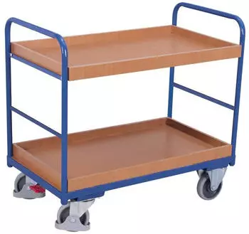 VARIOfit Etagenwagen niedrig 2 Ladefl&auml;chen 250kg Enzianblau RAL 5016 (sw-800.243)