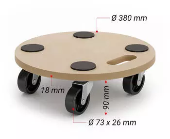Wiltec Transportroller MDF rund 380mm 250kg (61849)