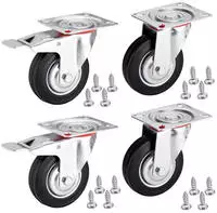 4er Set Sotech Transportrollen Red &Oslash; 125 Mm (2x Lenkrollen, 2x Lenkrollen Mit