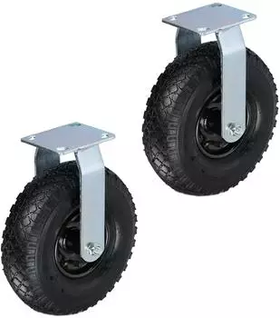 Relaxdays Bockrolle 2er Set, luftbereift 3.00-4, Stahlplatte, bis 120kg (10050048_1227)