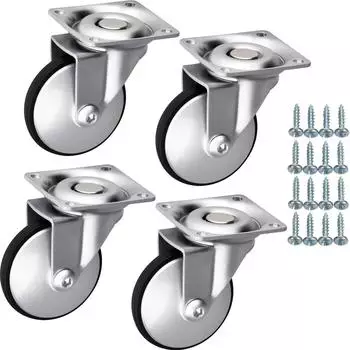 Sotech LINDAU M&ouml;belrollen &Oslash;50mm silbergrau/schwarz ohne Bremse, 4-St. (30kg/Rolle)