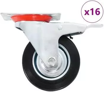 vidaXL Lenkrollen mit Doppelbremse 100mm, 16er-Set