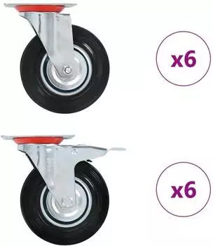 vidaXL Lenkrollen 125mm, 12er-Set, schwarz
