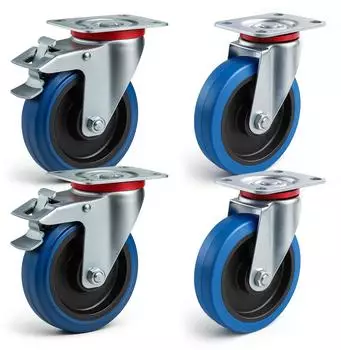 Wiltec Transportrollen-Set 2x Lenkrolle totalfeststellbar, 2x ungebremst, 200mm, 350kg (64966)
