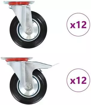 vidaXL Lenkrollen 160mm, 24 Stk., schwarz