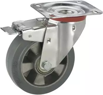 D&ouml;rner + Helmer Lenkrolle Vollgummi-Rad &oslash;125mm, Feststeller, 180kg (712123)
